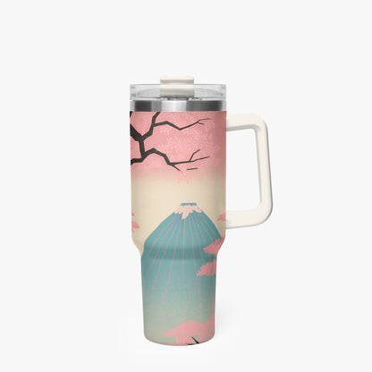 Fuji Dreams Car Tumbler Cup White Handle