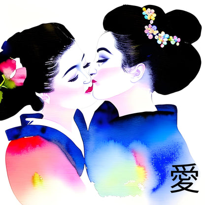 Geishas In Love Matte Paper Poster
