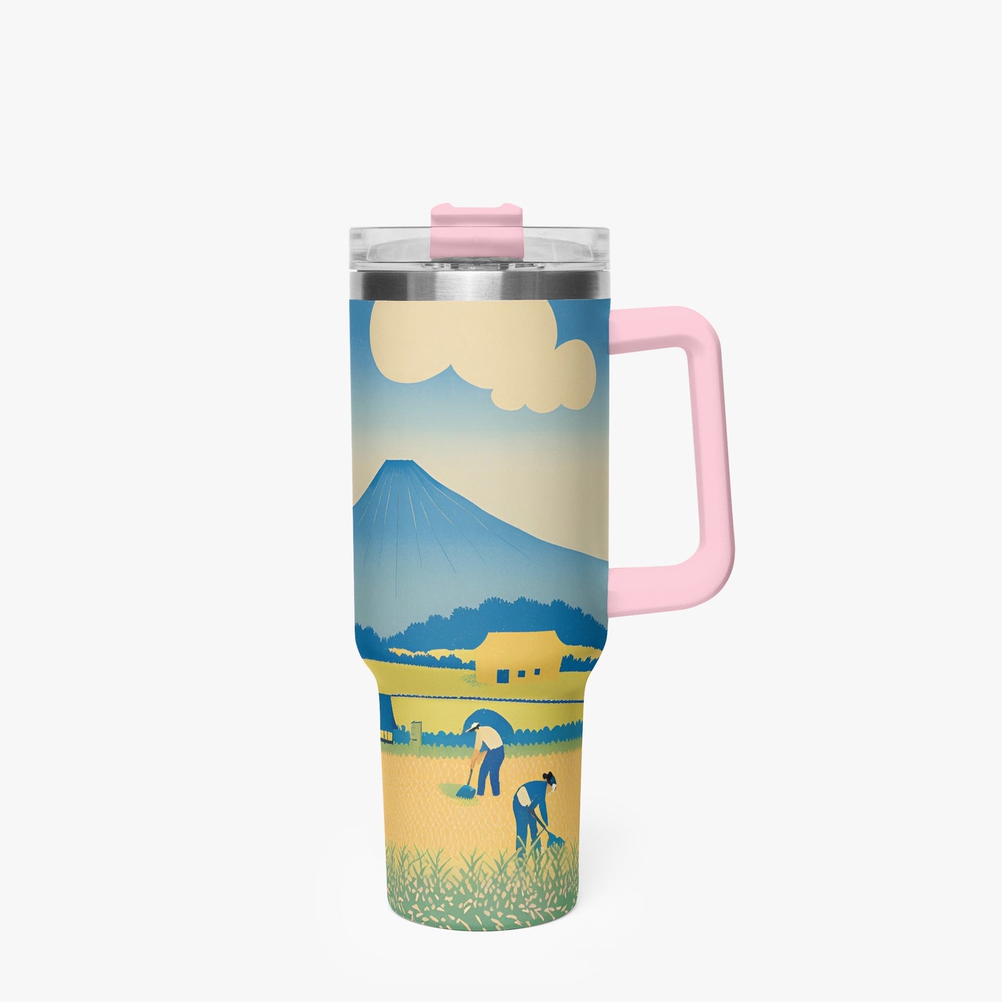 Golden Fields Tumbler Cup Pink Handle