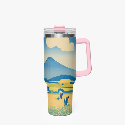 Golden Fields Tumbler Cup Pink Handle