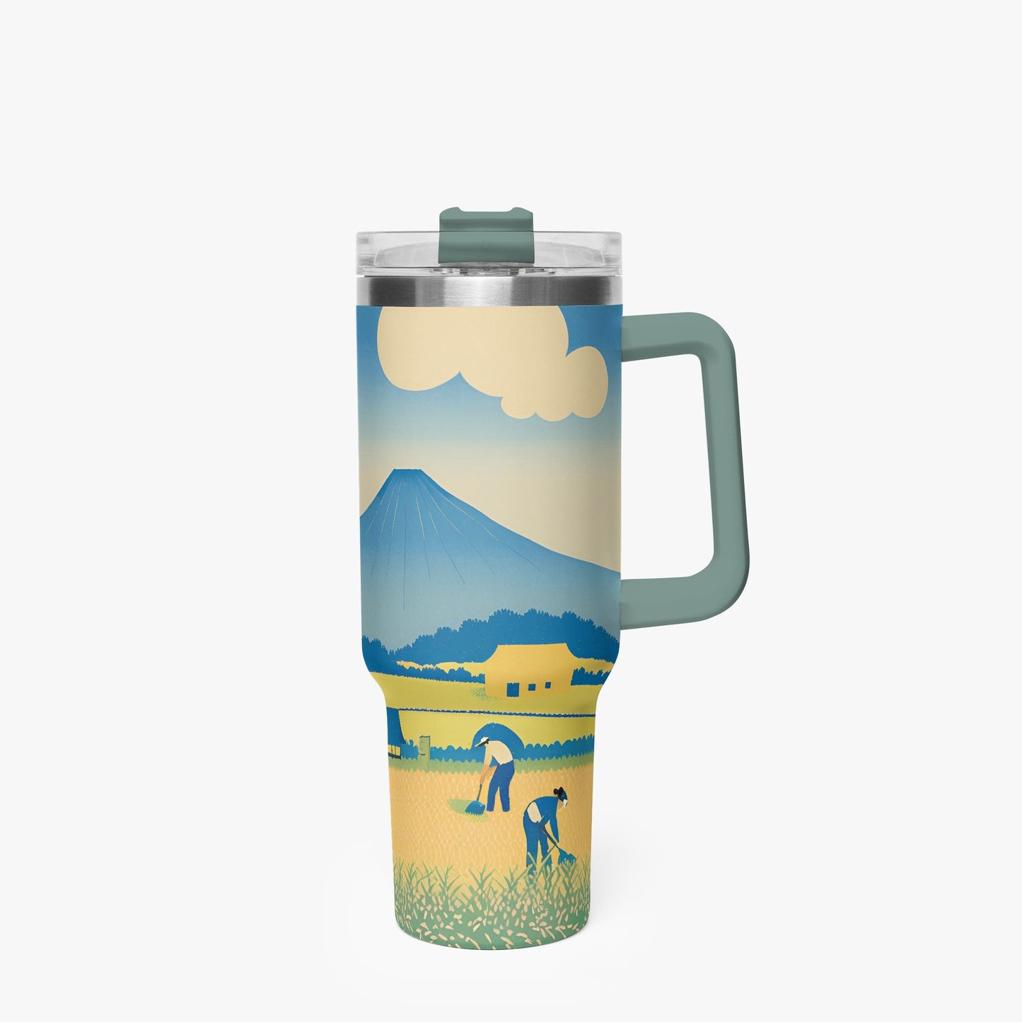 Golden Fields Tumbler Cup grey green Handle