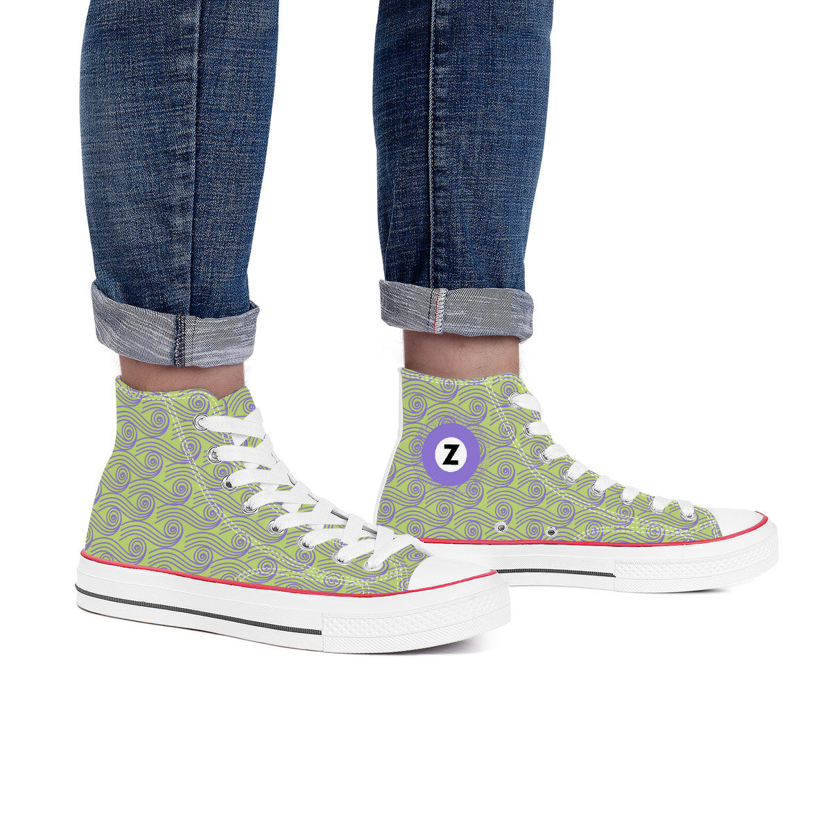 Hanzōmon Line High Top Canvas Shoes - Purple and Green