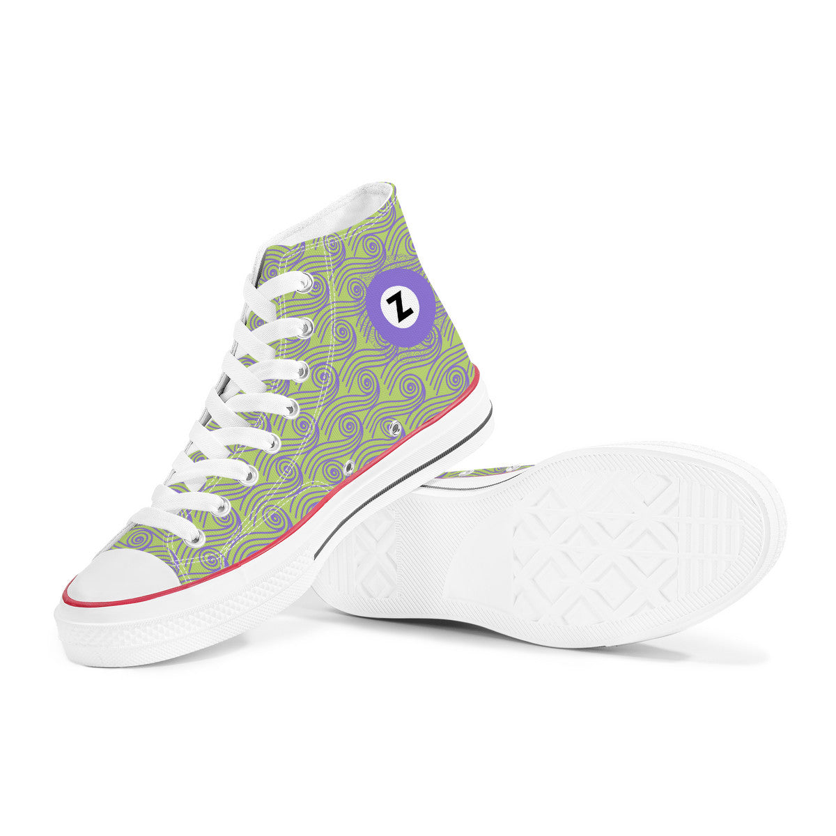 Hanzōmon Line High Top Canvas Shoes - Purple and Green