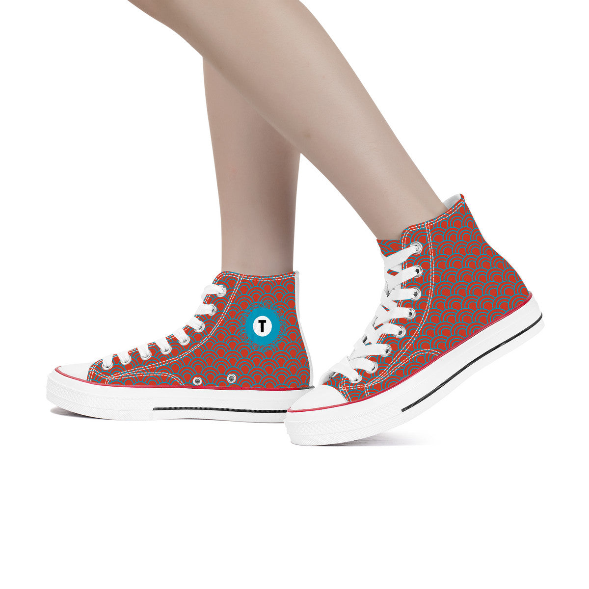 Tōzai Line High Top Canvas Shoes - Blue and Red