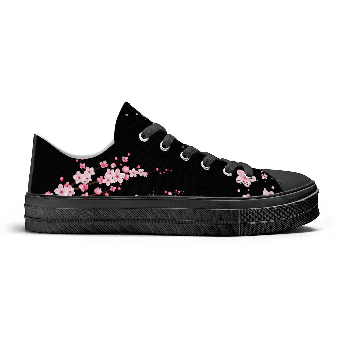 All Black Sakura Low Top Canvas Converse Style Shoes