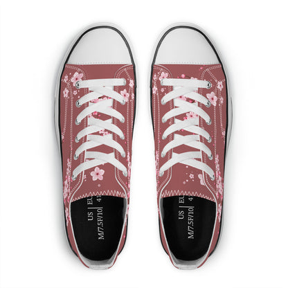 Burgundy Sakura Low Top Canvas Converse Style Shoes