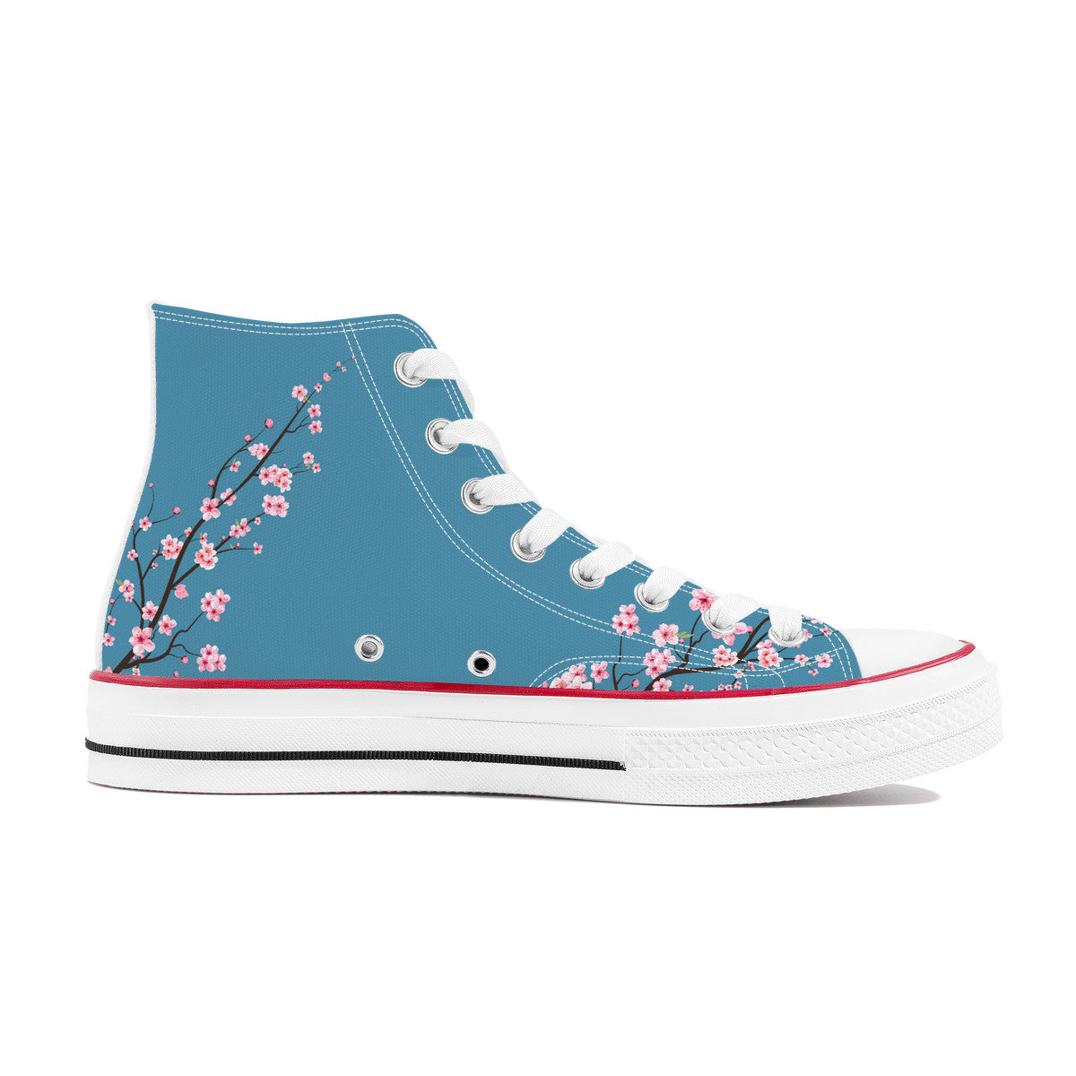 Blue Sky Sakura  High Top Canvas Shoes