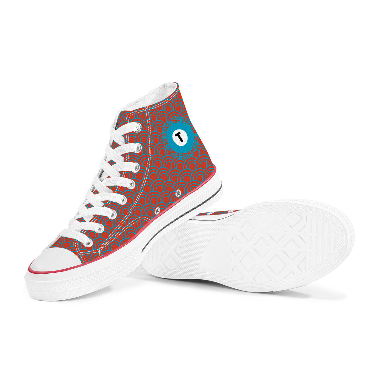 Tōzai Line High Top Canvas Shoes - Blue and Red