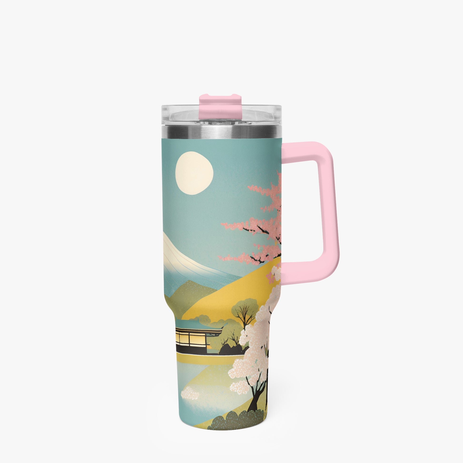 Moonlit Fuji Tumbler Cup Pink Handle