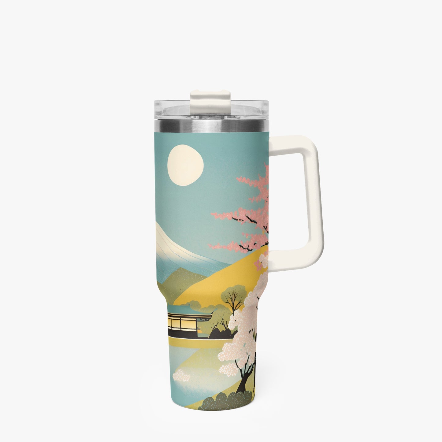 Moonlit Fuji Tumbler Cup White Handle