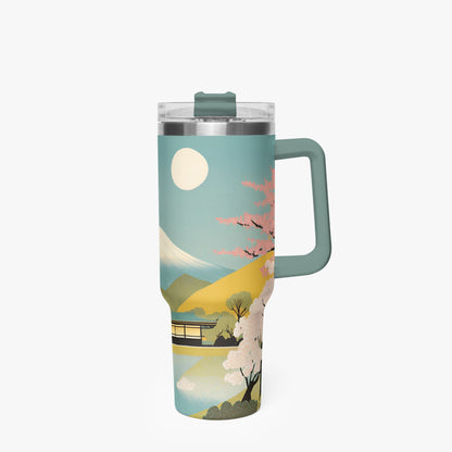 Moonlit Fuji Tumbler Cup grey/green Handle