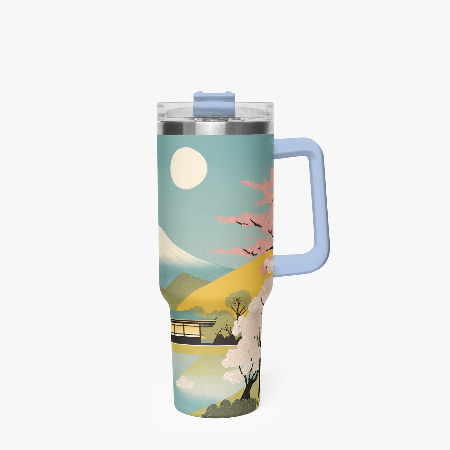 Moonlit Fuji Tumbler Cup light blue Handle