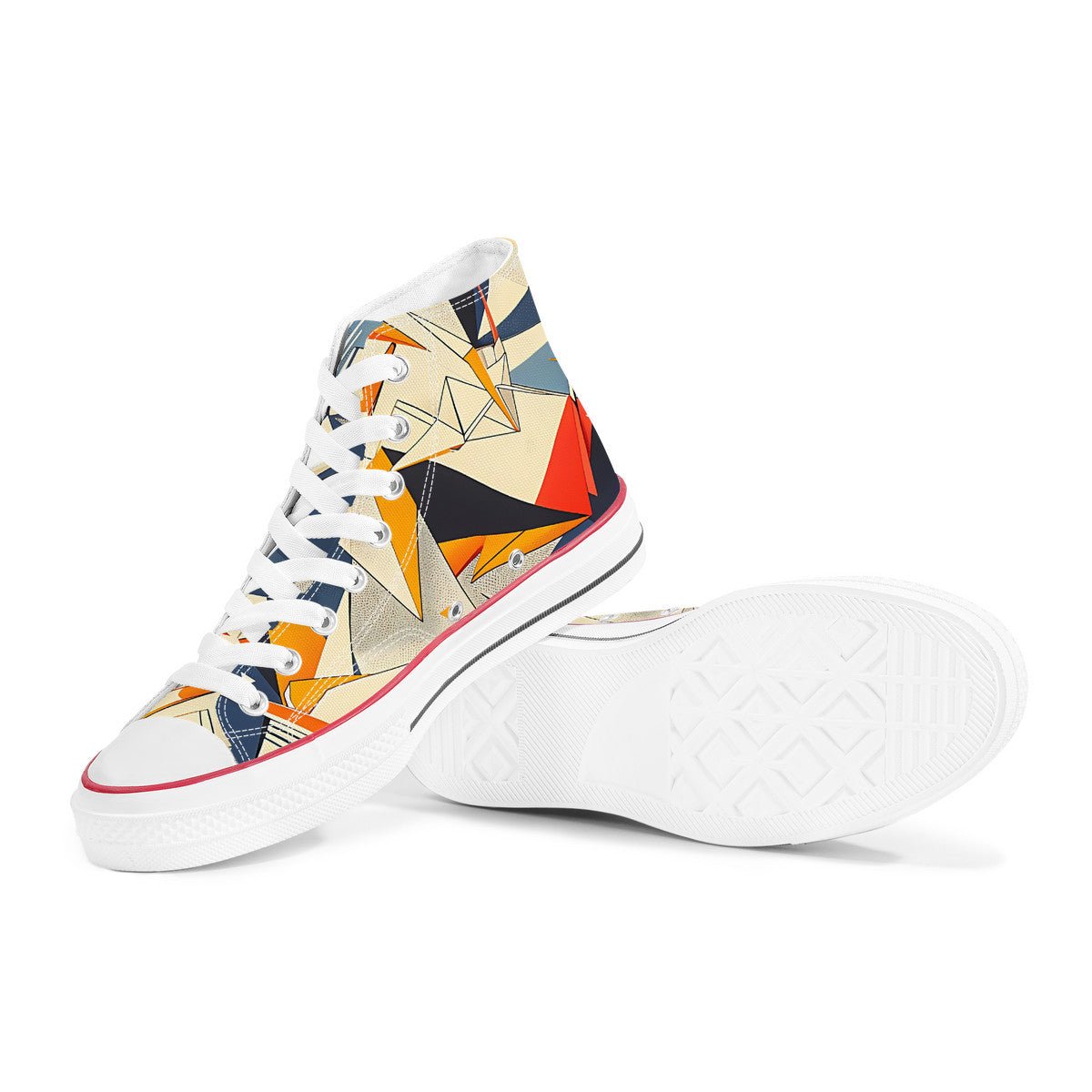 Abstract Geometric High - Top Sneakers - 