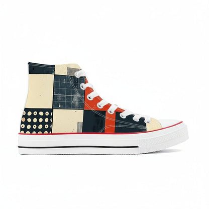 Kokon Patchwork Abstract High - Top Canvas Shoes - 