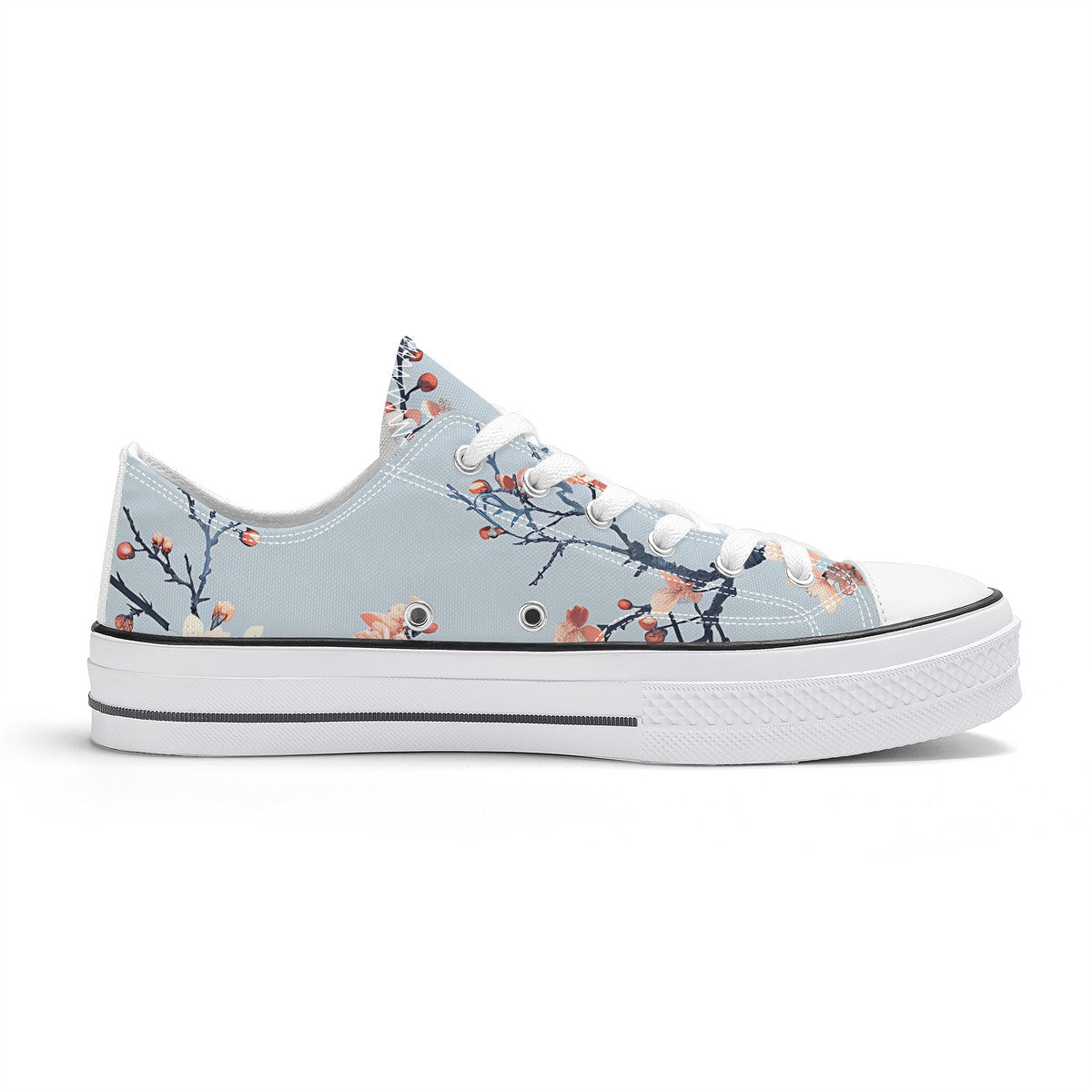 Floral patterned sneaker on a white background