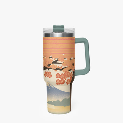 Sakura Sunrise Tumbler Cup Grey/green Handle