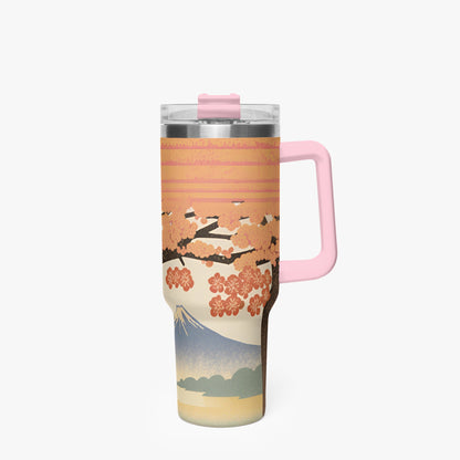 Sakura Sunrise Tumbler Cup Pink Handle