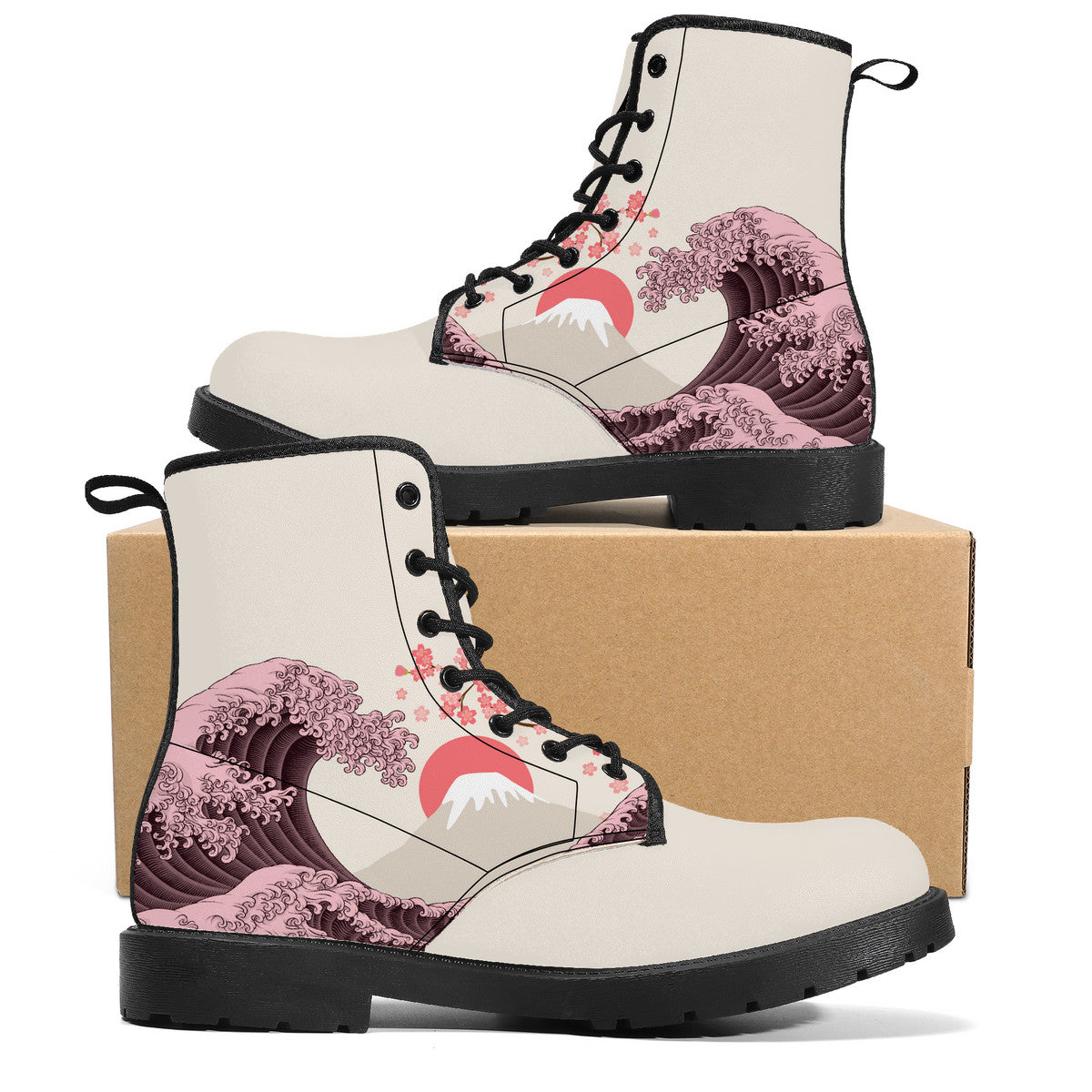 The Light Pink Great Wave Vegan Leather Boots