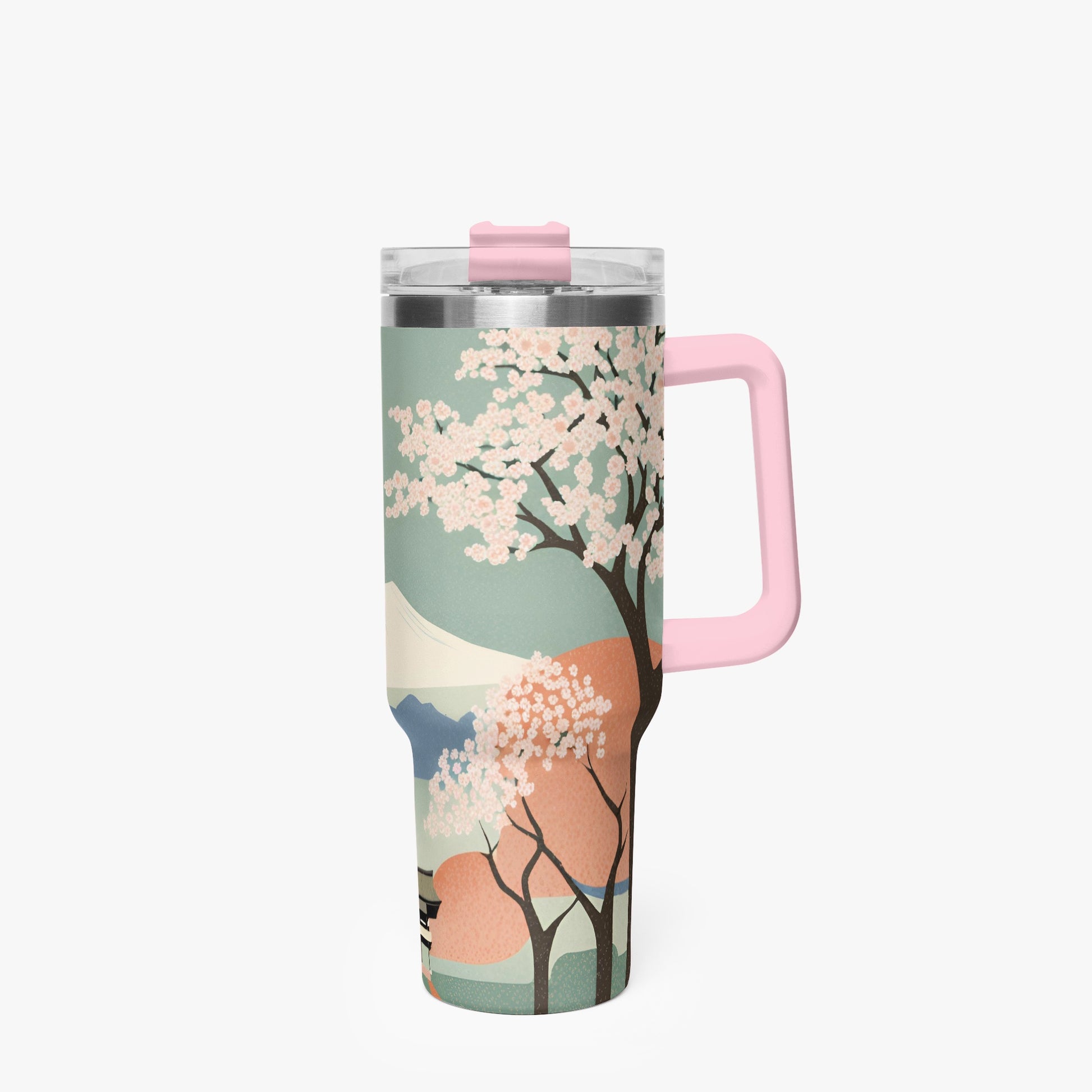 Spring Moon Tumbler Cup Pink Handle