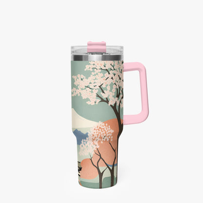 Spring Moon Tumbler Cup Pink Handle