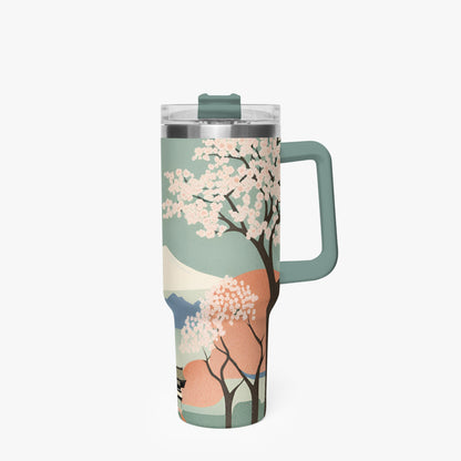 Spring Moon Tumbler Cup grey green Handle