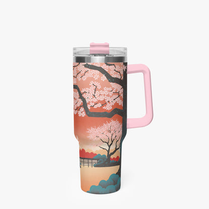 Springtime Serenity Tumbler Cup Pink Handle