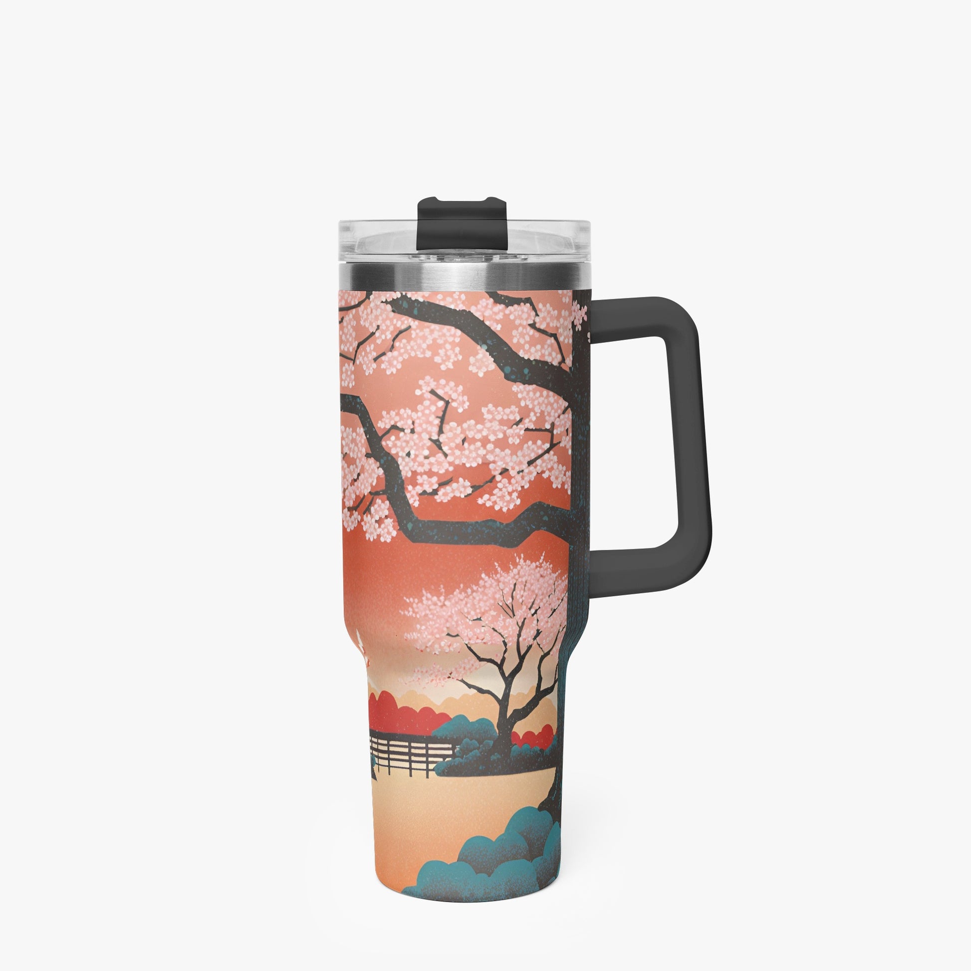 Springtime Serenity Tumbler Cup black Handle