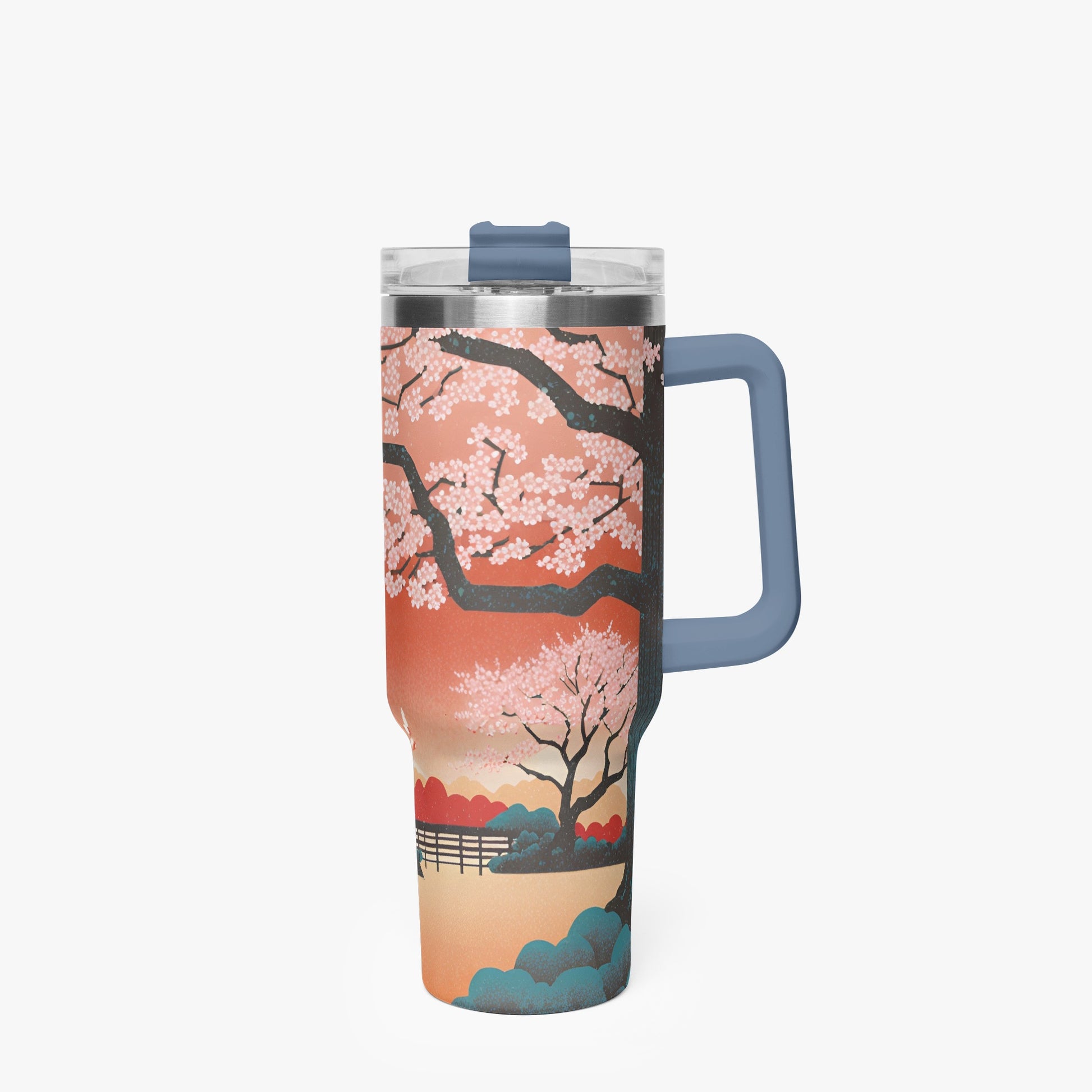 Springtime Serenity Tumbler Cup blue Handle