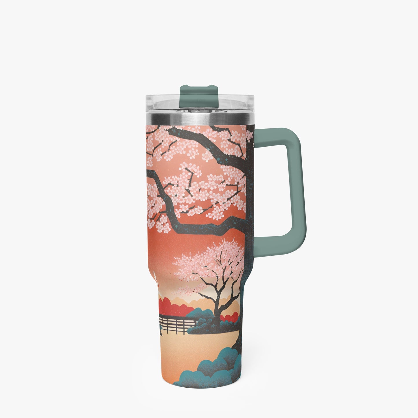 Springtime Serenity Tumbler Cup green/grey Handle