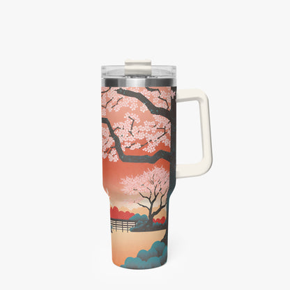 Springtime Serenity Tumbler Cup white Handle