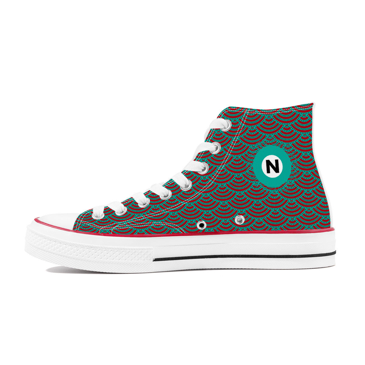 Namboku Line High Top Canvas Shoes - Red and Green