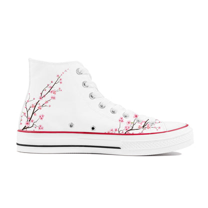 2024 White Sakura High Top Canvas Shoes