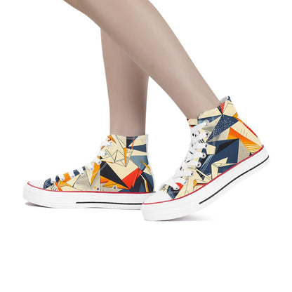 Abstract Geometric High - Top Sneakers - 