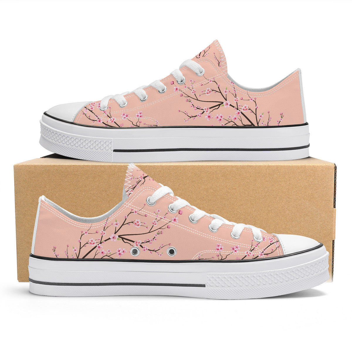 Soft Peach Sakura Classic Low Top Canvas Shoes