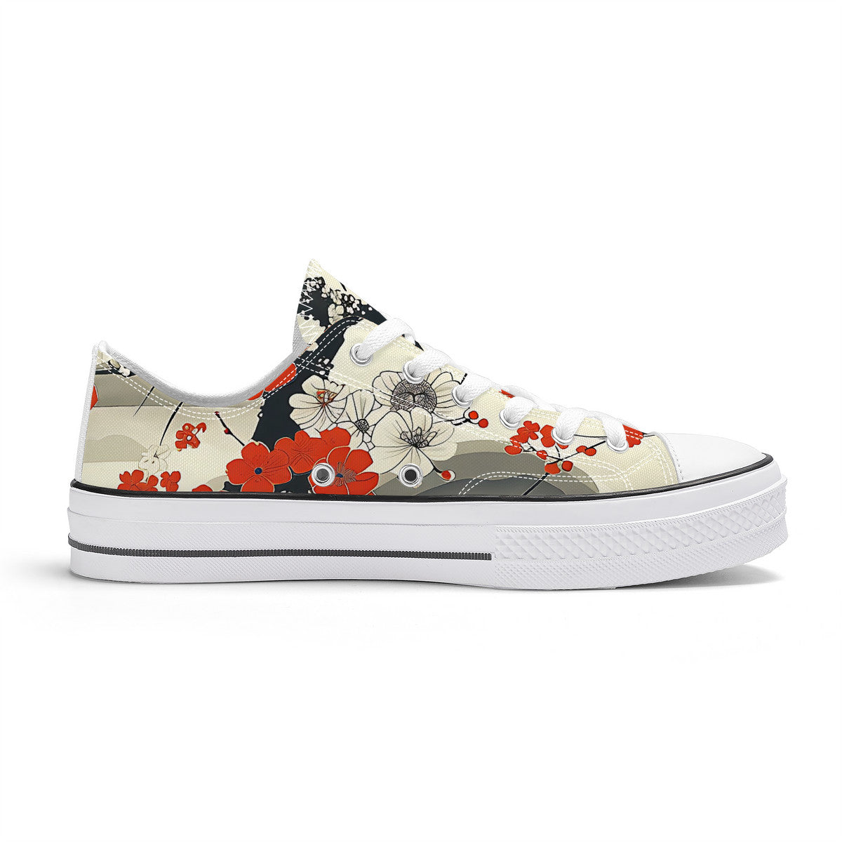 Floral patterned sneaker on a white background