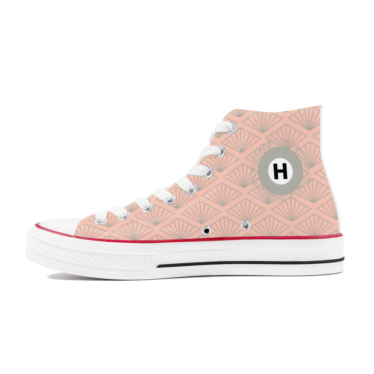 Hibiya Line High Top Canvas Shoes - Pink and Grey