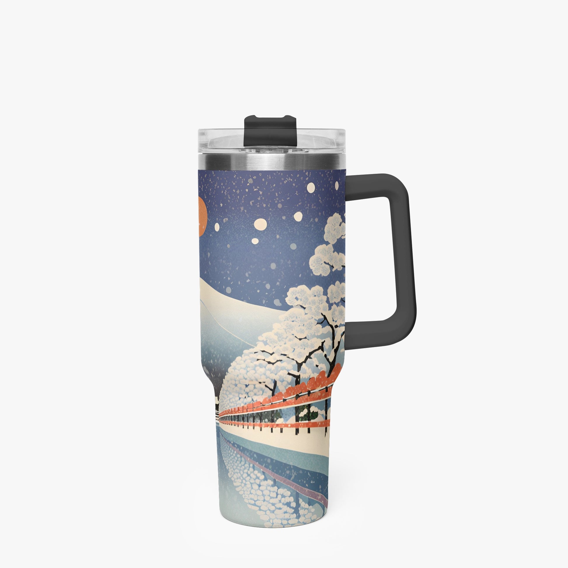 Winter Serenity Tumbler Cup Black Handle