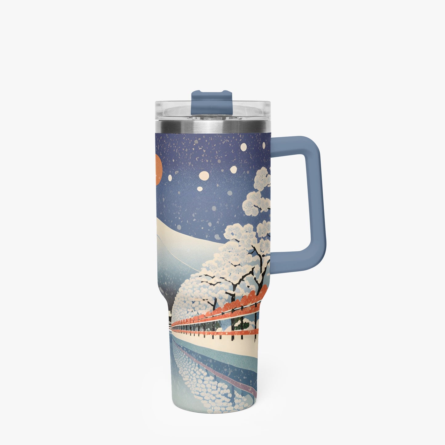 Winter Serenity Tumbler Cup Blue Handle