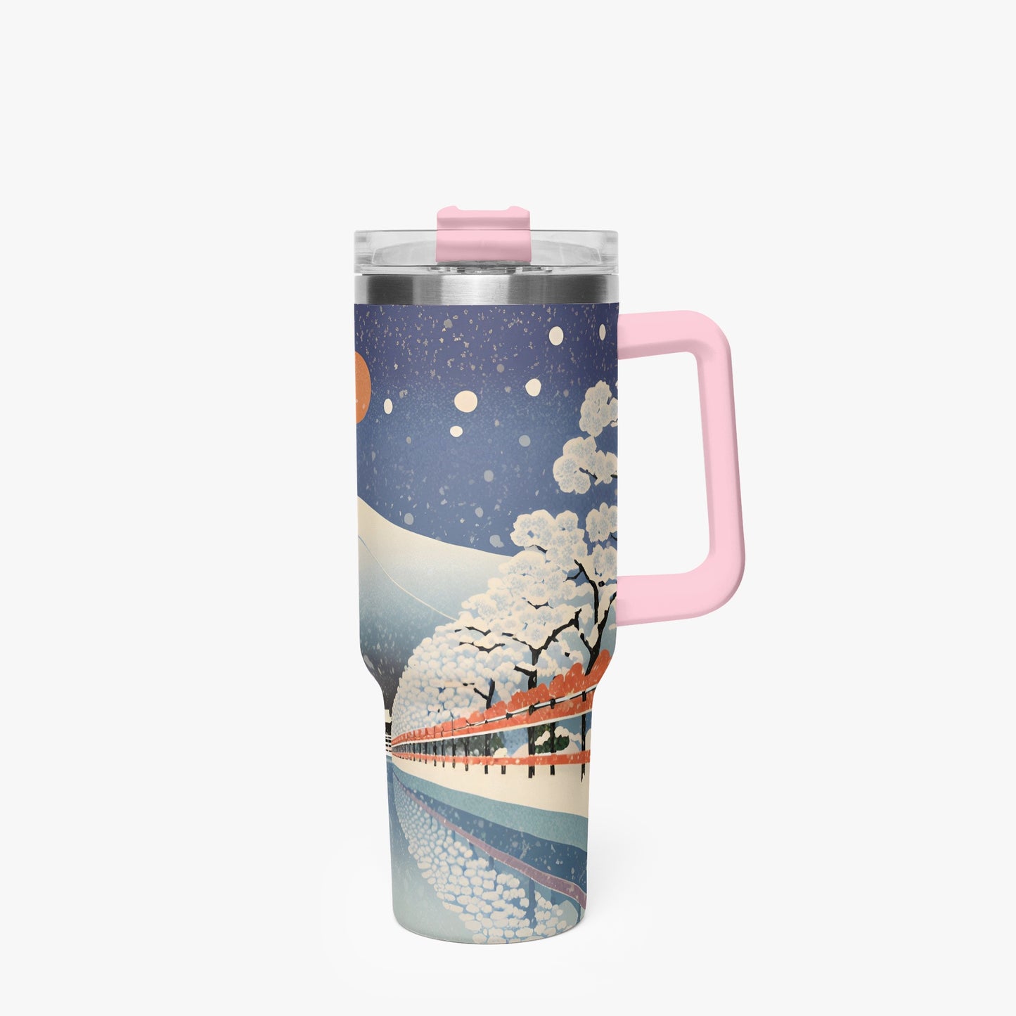 Winter Serenity Tumbler Cup Pink Handle