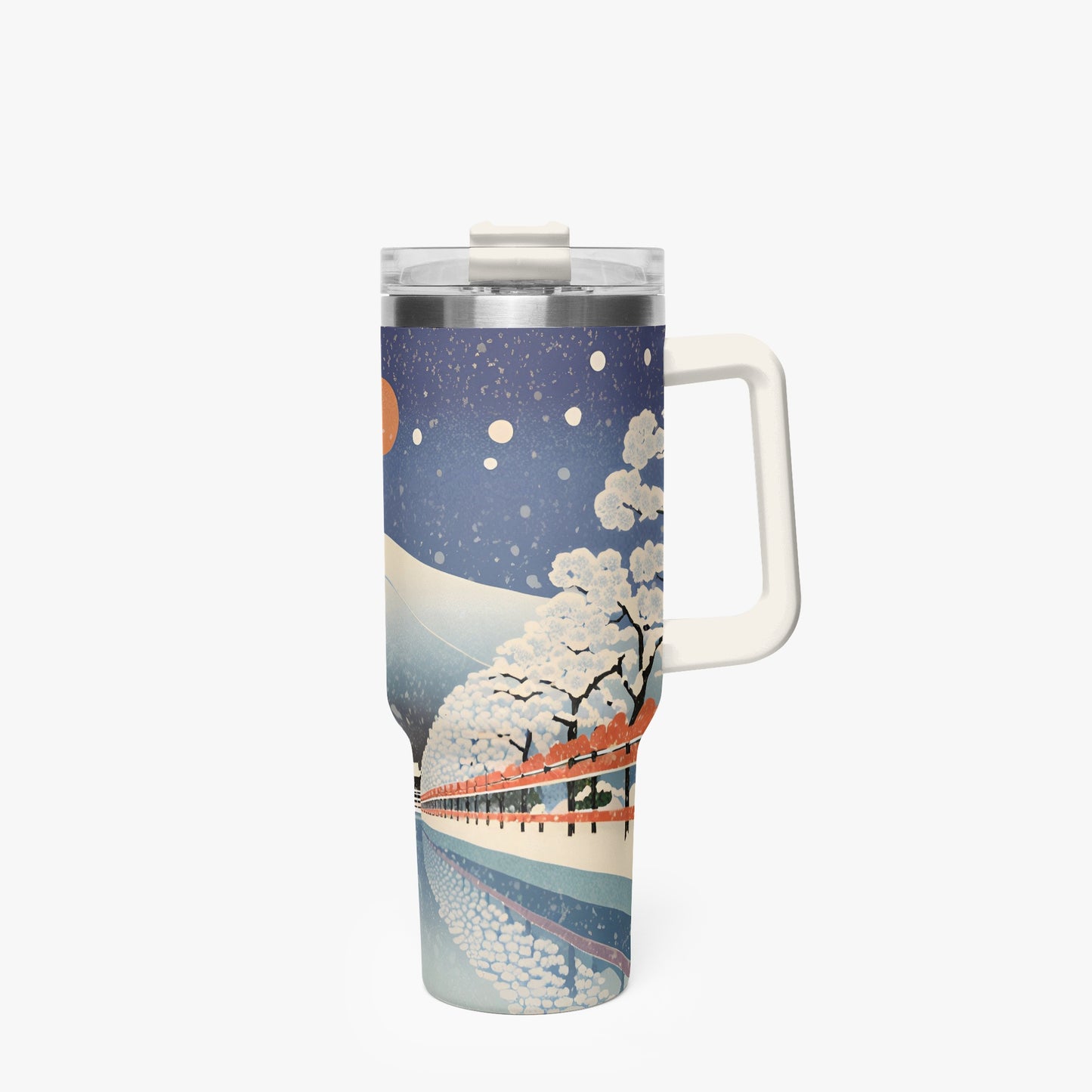 Winter Serenity Tumbler Cup White Handle