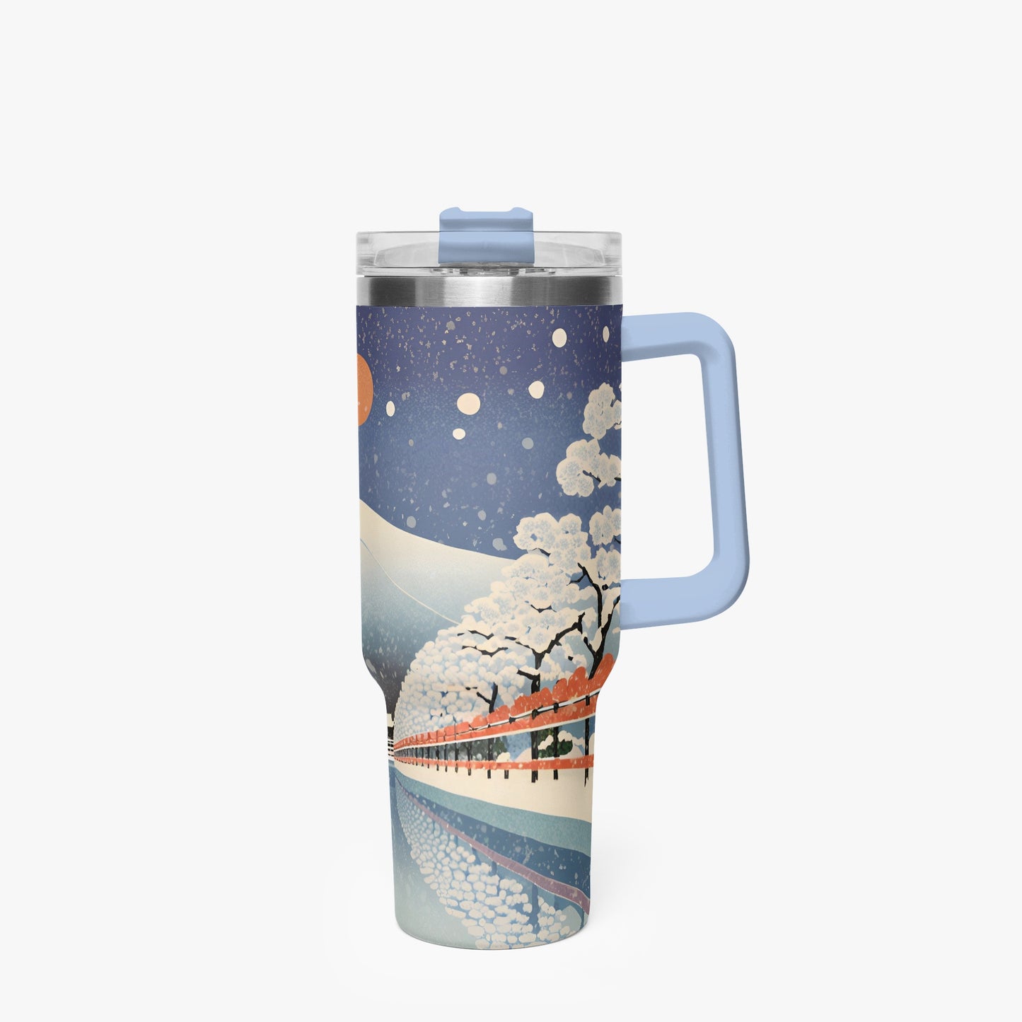 Winter Serenity Tumbler Cup light blue Handle