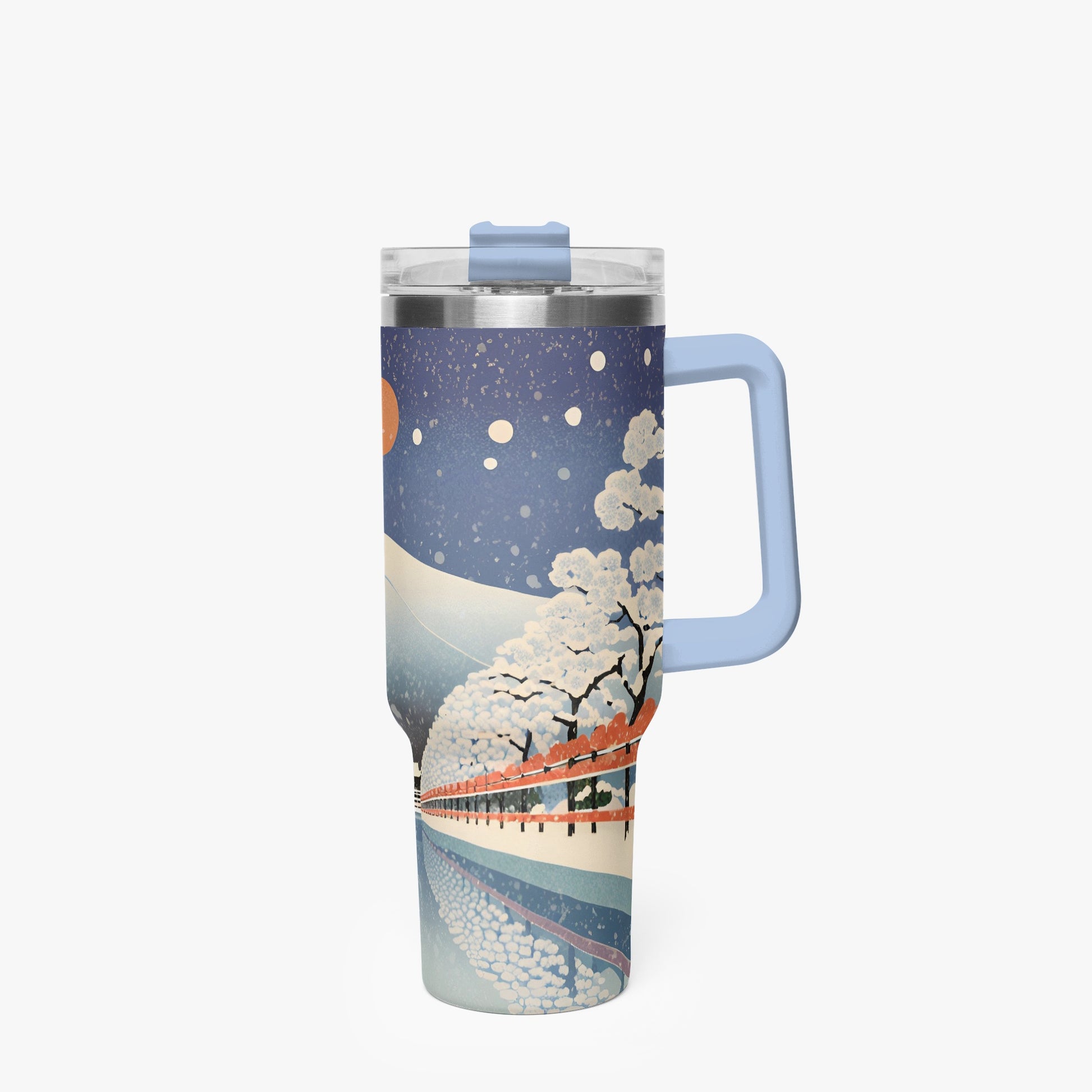 Winter Serenity Tumbler Cup light blue Handle