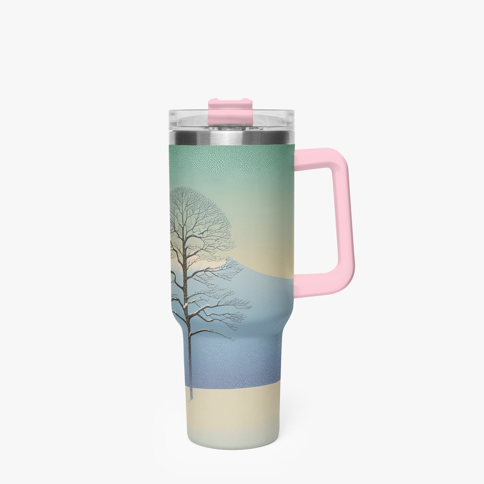 Winter's Solitude Tumbler Cup Pink Handle