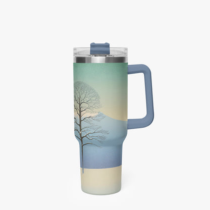 Winter's Solitude Tumbler Cup blue Handle