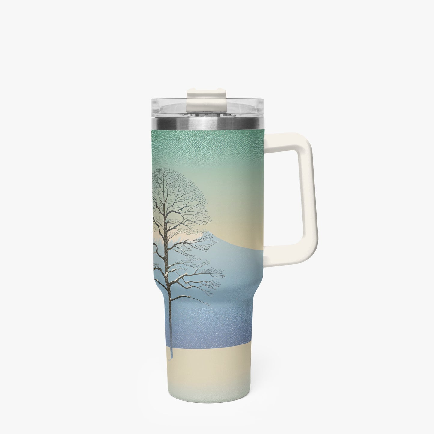 Winter's Solitude Tumbler Cup white Handle