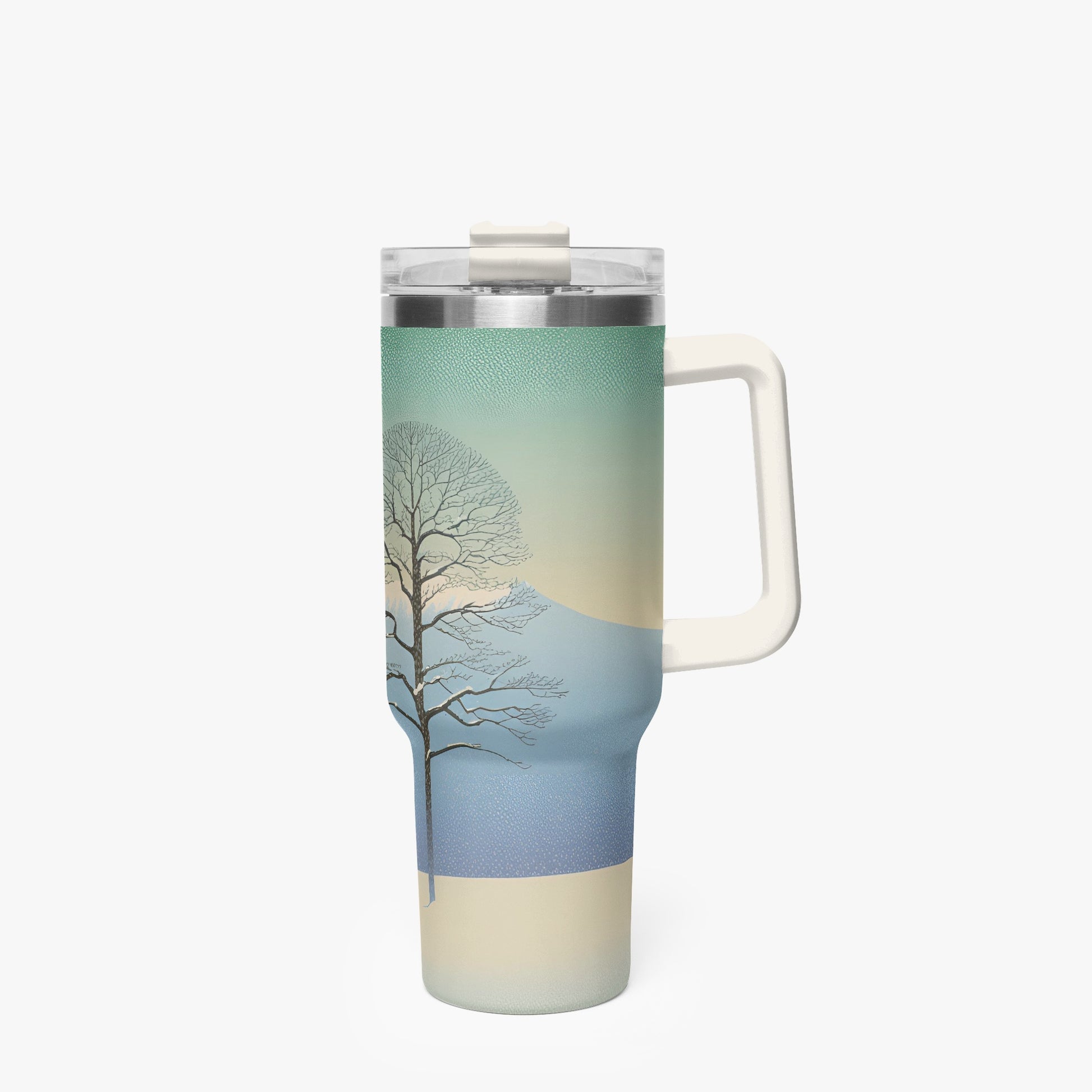 Winter's Solitude Tumbler Cup white Handle