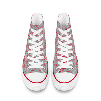 Marunouchi Line High Top Canvas Shoes - Red and Grey