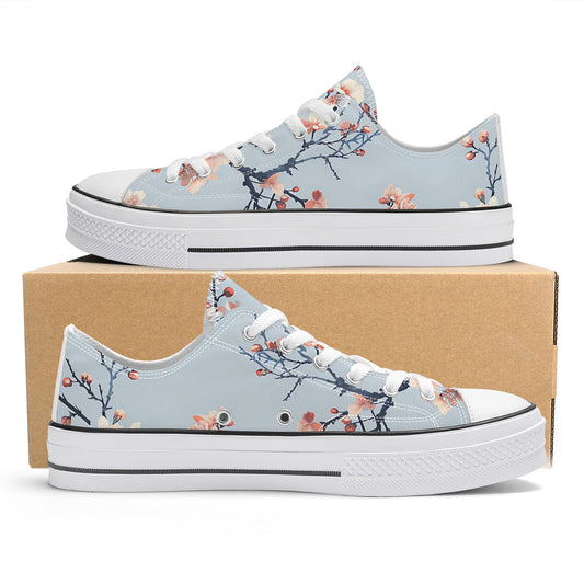 Floral patterned sneakers on a white background