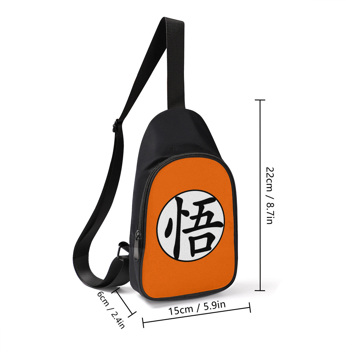 The Dragon Ball Chest Bag - orange with sizes view