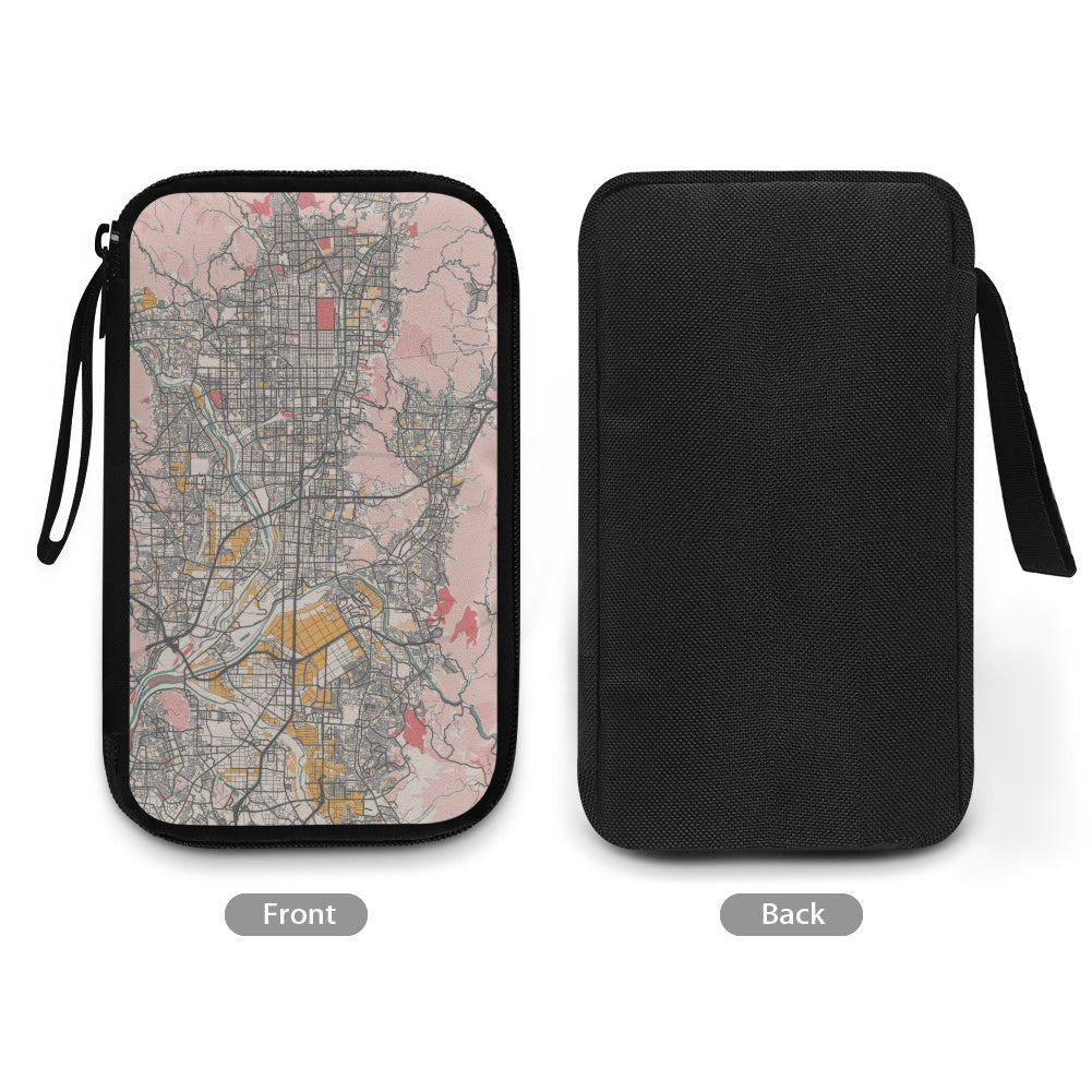 Pastel Kyoto City Map Travel Tech Pouch - 